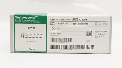 Terumo 733008 Vascutek Gelweave Woven Vascular Prosthesis 8mm x 30cm (x)